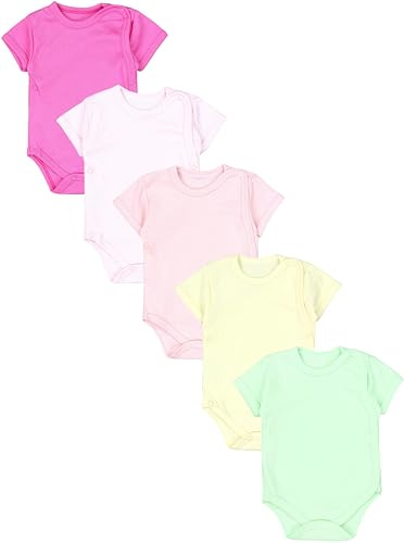 TupTam Baby Body Mädchen 5er Set – Kurzarm Wickelbody aus Baumwolle mit Print, Atmungsaktiv und Hautfreundlich