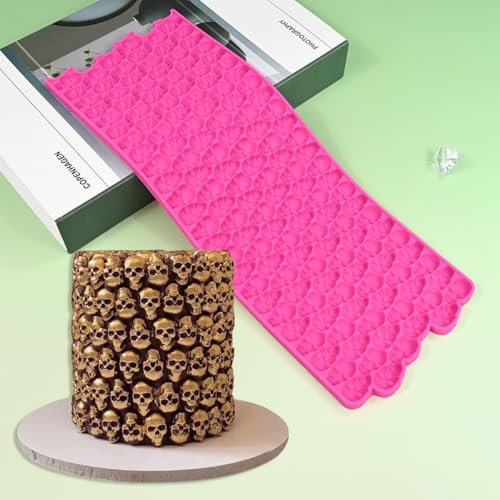 mostsom Molde de silicona 3D con diseño de calavera 3D, molde de encaje para tartas de Halloween, molde de silicona para fondant, plantilla de chocolate, decoración de pasteles, utensilios para