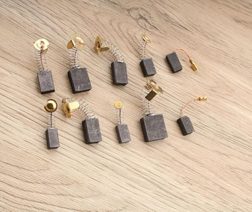 Balai Charbon Moteur Electrique Balais en Charbon Universel Charbon 10 Tailles 30 Pièces, Charbon pour Meuleuse d'Angle, pour Perceuse Charbon, pour Ponceuses, Scies Circulaires