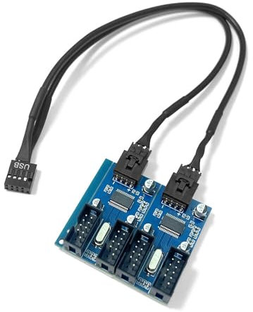 ZAHARA Enhanced Circuit Board USB 2.0 9-Pin Header Extension Cable 1 to 4 Port Splitter for PC Motherboard