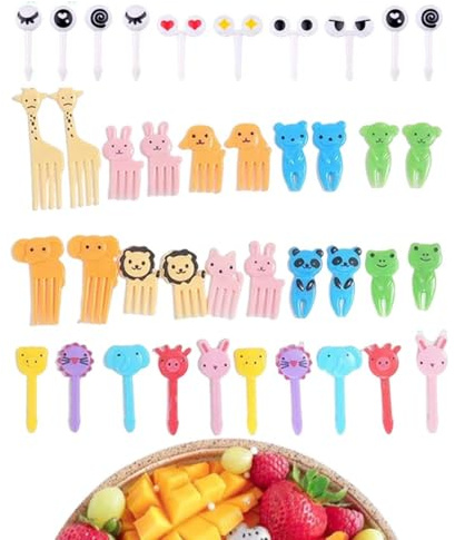 VONJUMA 50 Pcs Palillos De Dientes De Animales Palillos Para Niños Frutas Mini Tenedores Infantiles Reutilizables De Frutas Niños De Dibujos Animados Para Fruta Niños Tenedor Infantil Para Infantiles