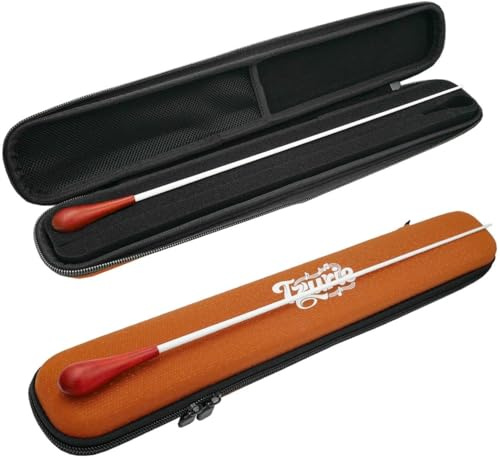 Tzurie 15 Inch Sandalwood Handle Conductor Baton for Conductors - with Brown Conducting Baton Case