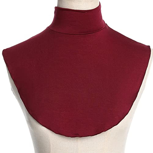 JSGHGDF Damen Modal Rollkragen Fake Collar Hijab Extensions Einfarbig Mock Neck Cover Half Top Abnehmbarer Hijab Halswärmer Halswärmer Halswärmer für Frauen Crop Top Loose, weinrot, One size