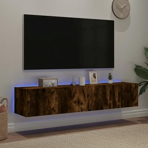 Floating TV Cabinet With LED Lights, Floating TV Stand With Storage, Floating TV Shelf Wall Mounted Entertainment Center(D)