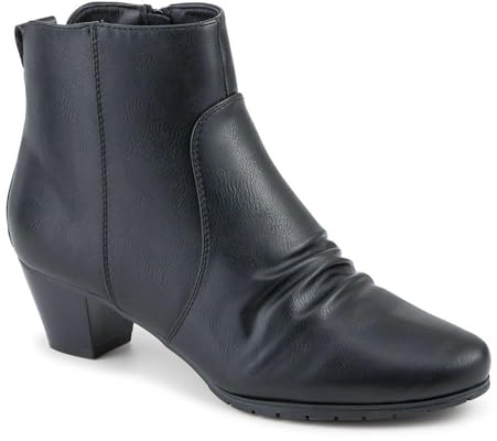 Pavers Crinkle Effect Upper Block Heel Ankle Boots - Black Size 5