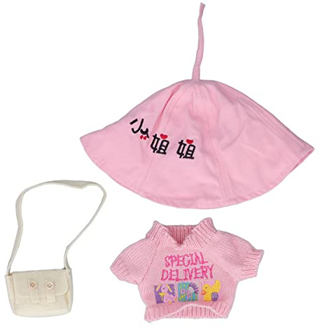 Pssopp Plüschtier-Kleidung, Weiche Enten-Kuscheltier-Accessoires mit Hut und Tasche für | Waschbares Anziehoutfit für Süße Plüschtiere (Ich tippe)