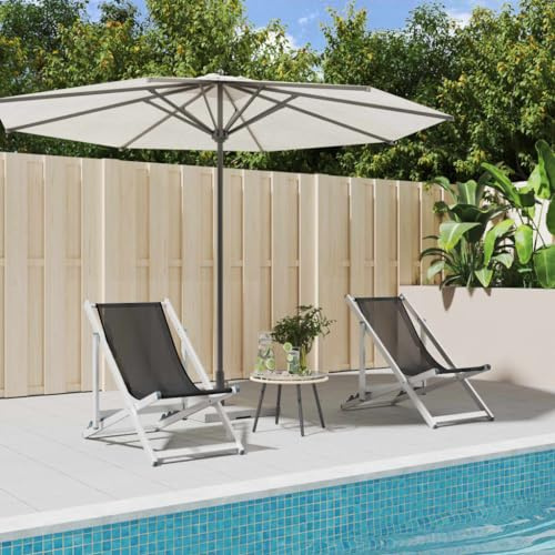 IBUQDDV Klappbare Strandstühle 2 Stück Grau Aluminium Textilene Verstellbar Faltstuhl Gartenstuhl Outdoor Lounge Sessel