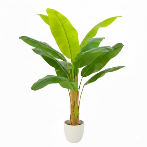 Clove, Planta Artificial Grande, Platanera 120 cm con Tronco Real y Natural – Decorativas, Árbol, Decoración para Interior, Oficina, Hogar, Hoteles y Eventos – Hojas Moldenables, Planta Realista