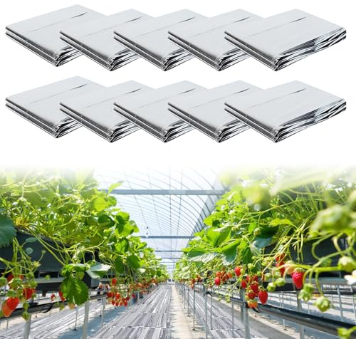 10 Stück Pflanze Reflektierende Film, 160×210 cm Hoch-Reflektorisch Mylar, Petp Folie Hoch Reflektorisch, Mylarfolie Silberfolie Pflanze Für Outdoor Notfall Und Gewächshaus