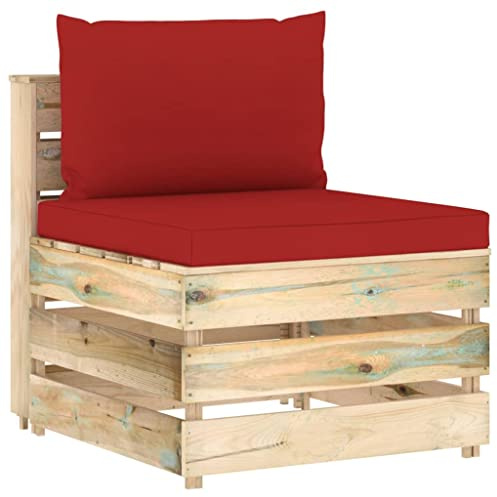 XHNIFBN Gartensofa 60x70x66 cm Kiefernholz rot Kissen Paletten-Design Balkon Terrasse