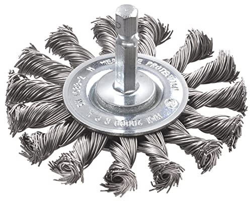 kwb Scheiben-Bürste grob, gezopft, HSS-Stahldraht, Ø 70 mm für Metall und Stein, Drahtbürste für Bohr-Maschine inkl. E6.3 Sechskant-Schaft, zum Entrosten, Entzundern, Aufrauen und Reinigen