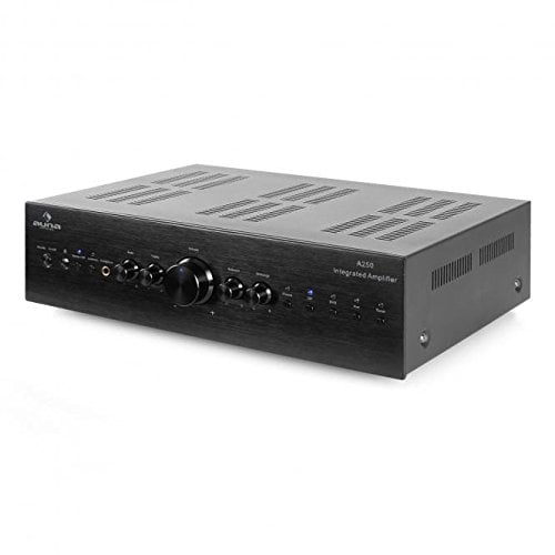 Auna Amplificador Audio Equipo de Musica para Casa, Amplificador HiFi y AV, Control de Graves y Agudos, Amplificadores de Sonido Subwoofer, 2 Canales Audio y Altavoz, Mando, Entrada AUX, MP3 y CD