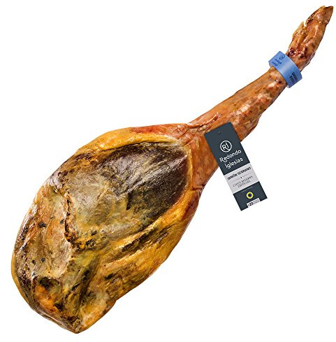 Serrano Schinken Gran Reserva Oro, Hinterschinken 18 Monate gereift | Premium Serranoschinken von Redondo Iglesias, ganzer Schinken mit Knochen, inkl. Leinenbeutel und Schinkenkunde-Booklet