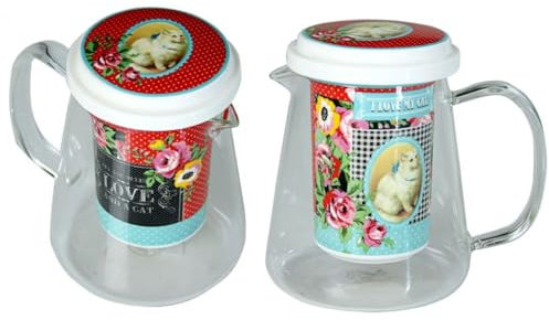 Home Line Tetera de Cristal con Taza, Plato y Filtro 550 ml.
