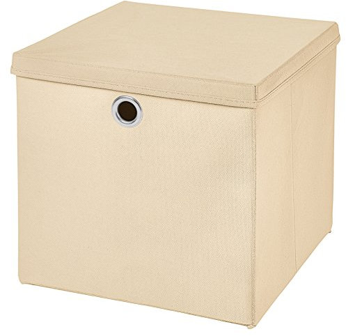 CM3 1 Stück Creme Faltbox 33 x 33 x 33 cm Aufbewahrungsbox faltbar mit Deckel