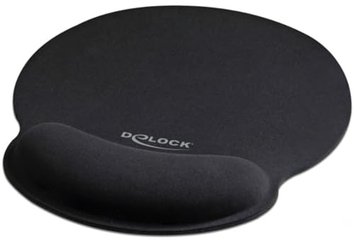 DeLock Mauspad mit Handballenauflage rund schwarz