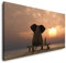 Elefant und Hund schauen in Sonnenuntergang 120x 60cm Panorama Leinwand Bild XXL Format Wandbilder Wohnzimmer Wohnung Deko Kunstdrucke