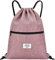 LIVACASA Turnbeutel Mit Reißverschluß Innentasche Sportbeutel Wasserdicht Hipster Beutel Seitentasche Gym Bag Gefüttert Rucksack Mit Verstellbar Tunnelzug Turnsack Gymsack für Damen Herren Kinder Rosa