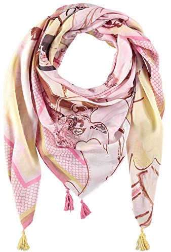 Gerry Weber Damen Tuch mit Tasseln Tuch gemustert Rosa/Tabak/Flamingo Druck 99