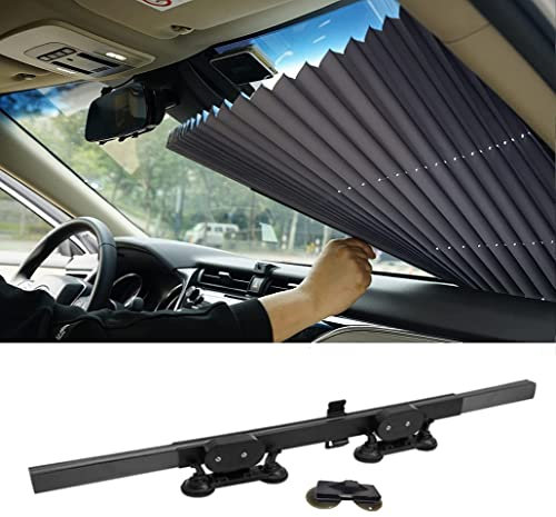 Pare-Soleil Voiture Pare-Brise Avant Store Voiture Parapluie Voiture Soleil rétractable Avant Pare-Brise Pare-Soleil à ventouses SUV MPV Camion,80cm Front Window