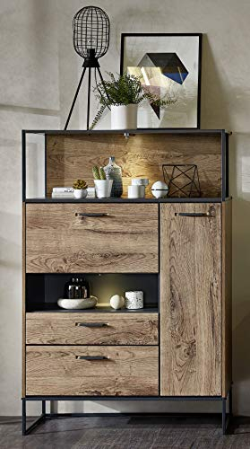 möbelando Stauraumelement Highboard Standschrank Kommode Beistellschrank Manhattan I