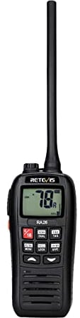 Retevis RA26 Marine Walkie Talkie, IP67 Impermeable Flotante, 88 Canales VHF, Escaneo de Monitor, Dual/Tri-Watch, Carga USB, Adecuado para Radio Internacional, Marina Radio de 2 Vías (1 Pieza) Negro