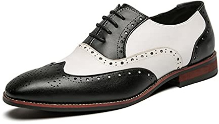 Zapatos de Vestir para Hombres de Cuero con Cordones Transpirables de Corte Bajo Coloridos Brogue de Moda con Punta en Punta Oxford para Fiesta
