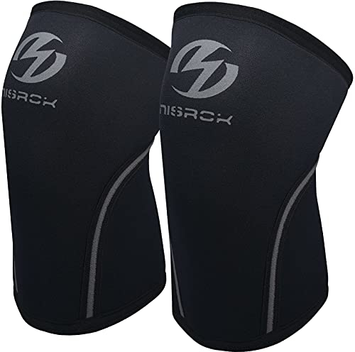Nisrok Ginocchiere (1 paio), ginocchiere a compressione in neoprene da 7 mm, ottimo supporto per cross training, sollevamento pesi, powerlifting, squat, basket e molto altro ancora (nero, S)