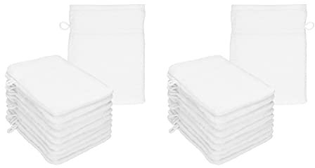 Betz Lot de 20 Gants de Toilette Premium Taille 16x21 cm 100% Coton Couleur Blanc