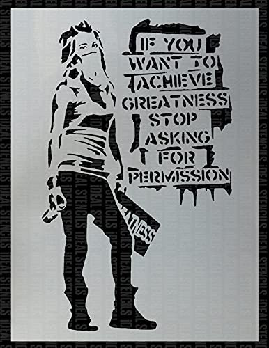 Ideal Stencils Schablone Banksy If You Want To Achieve Greatness... A2 Blattgröße (Design B 33 x 54 cm) / Home Decor Art Painting Schablone