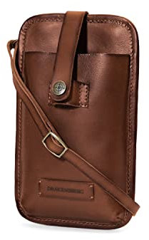 DRAKENSBERG Handytasche 'Vic' - Universal Handy-Hülle zum Umhängen, Brustbeutel, Etui für Smartphones, Damen, Herren, nachhaltig handgemacht, Büffel-Leder, Vintage-Braun, DR00085