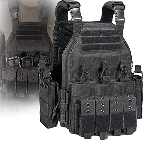 Tactical Plate Carrier Vest Army Tactical Vest Adjustable Molle Tactical Vest Ultra-Iight and Breathable Protective Vest for Airsoft Combat Accessories Black