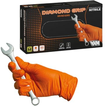 MA Y MA ENJOY SHARING 50 Guanti in Nitrile Arancioni Taglia M, Senza Polvere, Senza Lattice, Ipoallergenici, Certificati CE conforme alla norma EN455, Guanti per Alimenti, Guanti Monouso