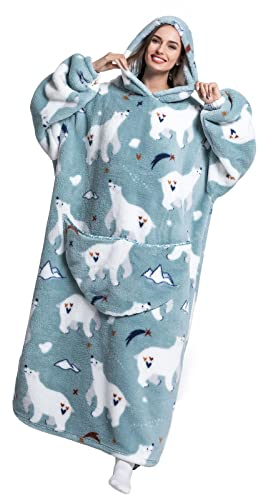 Shamdon Home Collection Lange Hoodie Decke für Damen Herren, Tragbare Decke mit Ärmeln und Kapuze, Erwachsene Oversized XXL Riesen Übergroßer Warm Deckenpullover