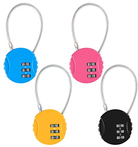 Candado de Combinación de 3 dígitos, Candado de Maleta Códigos,Candados de Cable Flexible para Bicicletas Maletas Armarios y Bolsas De Herramientas(4 colores)