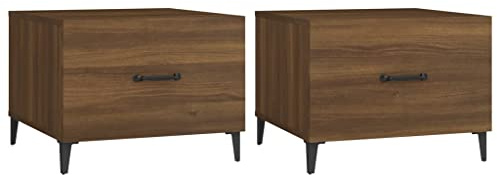 vidaXL Coffee Tables with Metal Legs 2 pcs Brown Oak 50x50x40 cm