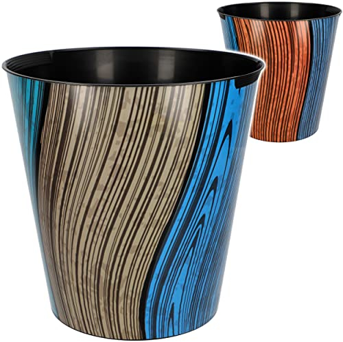 Papierkorb - Behälter Modell wählbar 10 Liter - wasserdicht - 28 cm - aus Kunststoff - Bunte Holz & Bretter - Optik Mülleimer Eimer - auch als Blumentop..