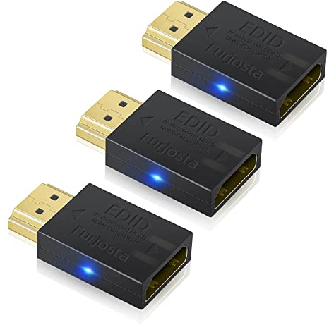 Furjosta Mini HDMI EDID Emulator Passthrough Aluminium Fit Headlesskeep für Video Splitter Switch Extender Pass-Through Adapter Stecker auf Buchse Kupplung Dummy Plug (HDMI 1920 x 1080) 3P