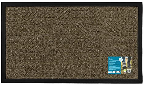 JVL Firth Tile Rubber Backed Doormat, 40x70cm, Brown