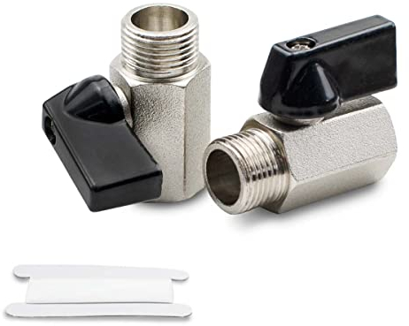 Bwintech 2 Stück 1/4 BSP Innengewinde x Außengewinde Messing vernickelt Mini-Kugelhahn Absperrhahn
