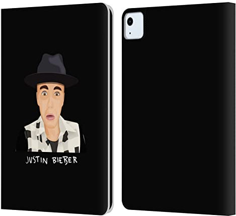 Head Case Designs Licenciado Oficialmente Justin Bieber Cara Divertida Justmojis Carcasa de Cuero Tipo Libro Compatible con Apple iPad Air 2020/2022