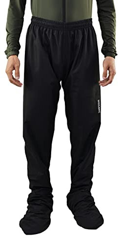 WOSAWE Regenhose Herren Damen wasserdichte Radfahren Wanderhose Atmungsaktiv Leichte Überziehhose Winddicht Trekkinghose (Schwarz, S)