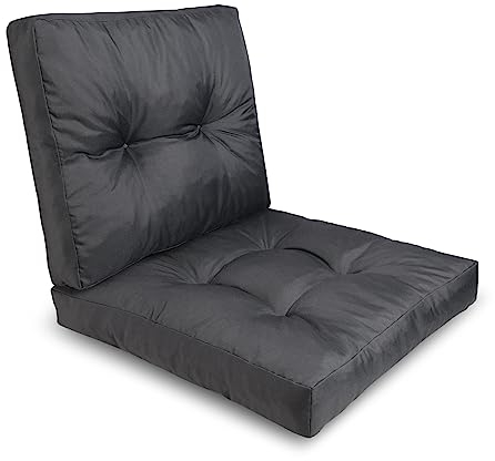 King Matratzen Sitzkissen Kissen Polster Auflage - Premium Wasserdicht Rückenkissen Loungekissen Bodenkissen Rattan Viele Größen (2er Set (M) GRAU)