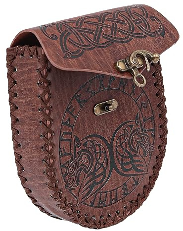 POFET Wikinger-Beutel, Gürteltasche aus Leder, Mid-Century-Vintage-Gürteltasche, Münzgeldbörse für Theateraufführungen, Cosplay