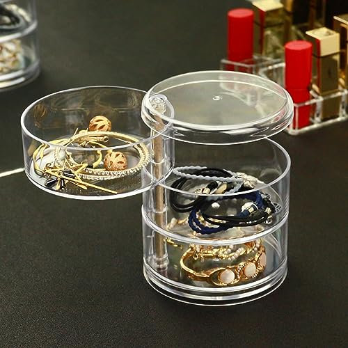 Guolich Scatola Organizer per Gioielli 3 Strati Acrilico Trasparente Girevole a 360 ° Porta Spin per Collana Braccialetto Anello Orecchino Piccoli Oggetti Contenitore Caso