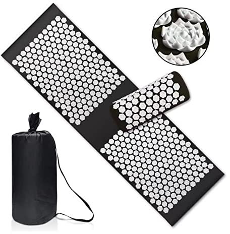 FrEshn Massagekissen Akupressur Yoga Pad Neck Massage Kissen Fußmassagegerät Massagekissen (Size : Update Flower-Black)