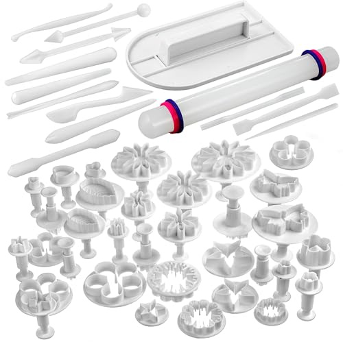 Bakerpan Fondant Modeling & Cutters Tools Set for Cake Decorating - 47 Pc