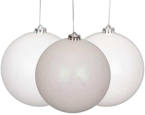 15cm/3Pcs Christmas Baubles Shatterproof White, Christmas Tree Decorations Ball Ornaments Balls Xmas Hanging Decorations Holiday Decor - Shiny,Matte,Glitter