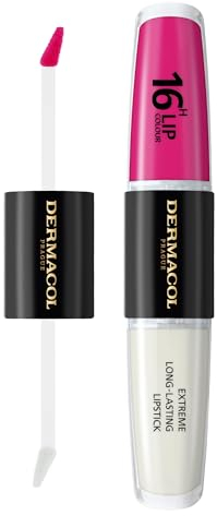 NEU Dermacol - 16-Hour Lip Colour, High Pigmentation Lip Gloss, Two-Phase Lip Gloss, Kiss-Proof Lip Make-up with Matte Finish and Shine, no. 8, Pink - Tastic