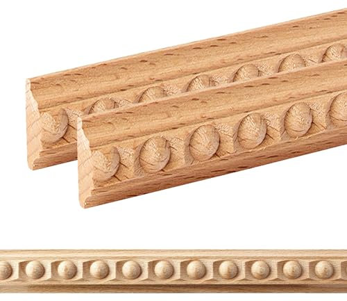 ben+camilla.com Ornament Leiste Holz für Möbel in 20 x 8 x 1000 mm | 2-er Set = 2 Meter | SB-103 mit 3D Perlen Buche | Zierprofile Friesenleiste Wandleiste Profilleiste
